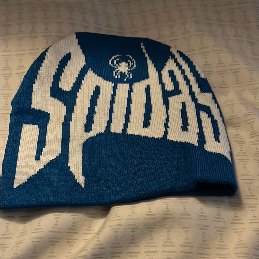 Spyder Blue and White Beanie